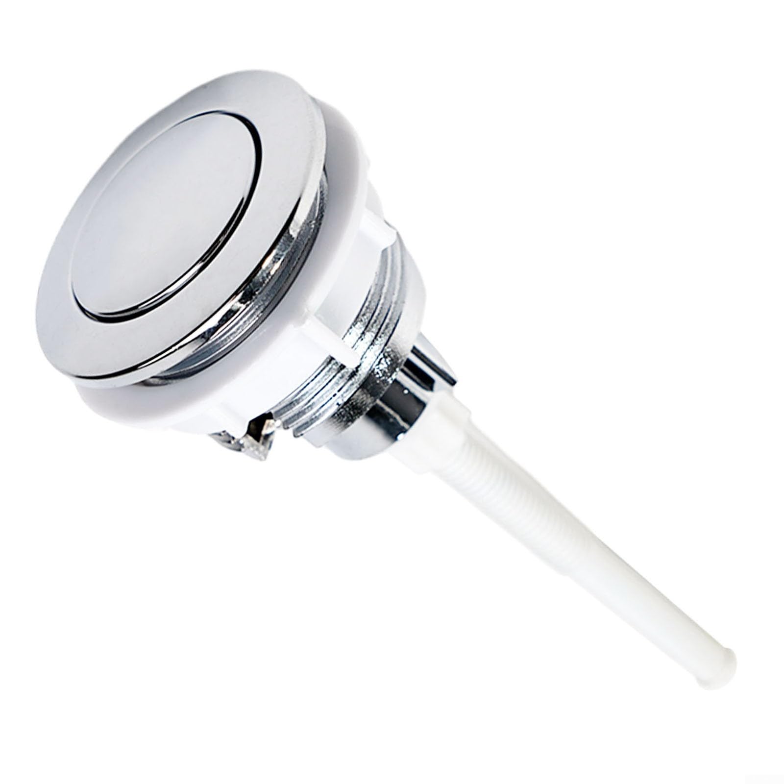 Botón de presión de tanque de inodoro de baño de descarga única de 38 mm en ABS plateado, fácil de instalar, reemplazo compatible con sistemas de cisterna de agua estándar para baños domésticos e