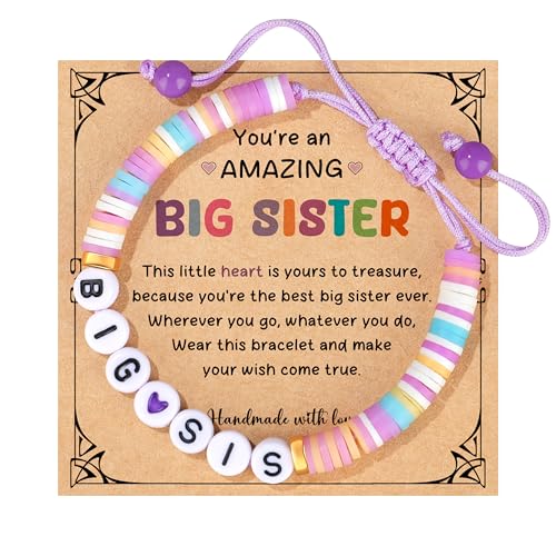 JoycuFF Big Sister and Brother Gifts for Toddler Daughter, Niece, Son, Grandson - Sis Bro Bracelets Matching Outfits for Birthday, Christmas, Announcement Jewelry