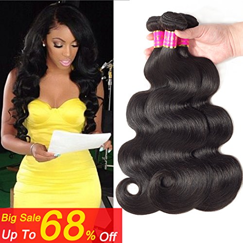Bobofun Peruvian Body Wave Real Human Hair Extensions 3 Bundles Natural Color Wet and Wavy Loose Curly Hair (14 16 18)
