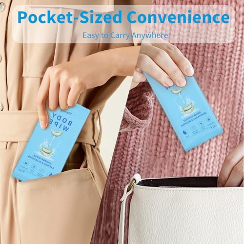 80 Pcs Body Wipes Individually Wrapped (9.29" x 8"), Large Shower Wipes for Adults Bathing No Rinse, Portable Personal Cleansing for Gym, Camping, Hiking, Backpacking,Bulk Homeless Supplies - Image 5