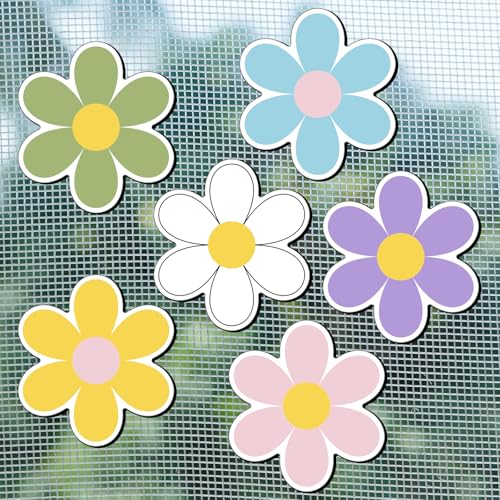 Konohan 12 Pcs/6 Pairs Screen Door Magnets Cute Flower Double Sided Screen Door Magnetic Flexible Protector Decorative Magnets for Summer Window Sliding Doors