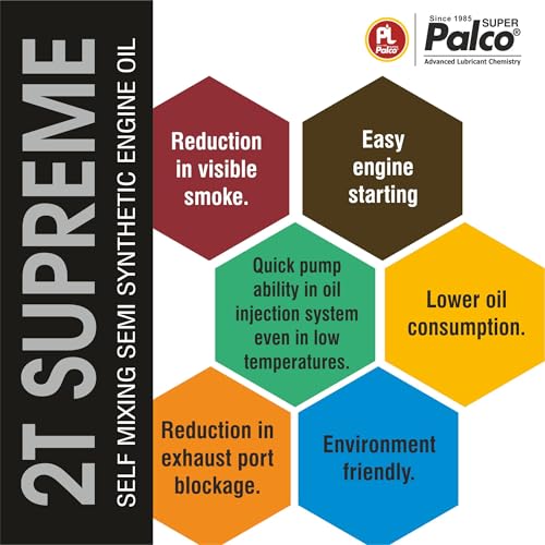 Image of PALCO 2T-SUPREME Engine Oil 40ml Pouch API: TC JASO: FC Small Packet Semi-Synthetic 2-Stroke Petrol Mix Additive for 2 Stroke Bike Scooter Scooty Auto 3 Wheller (40ml X 20 Piece Pouch)