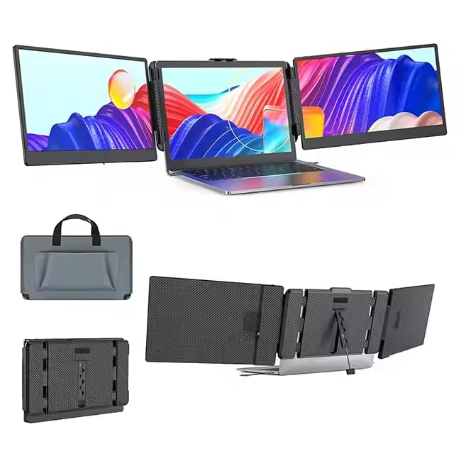 Millennium TECHNOLOGY 14.0' Tri Screen Portable Foldable Dual Monitor | Triple Monitor Compatible with Windows & MAC OS | Laptop Screen Extender (14.0...