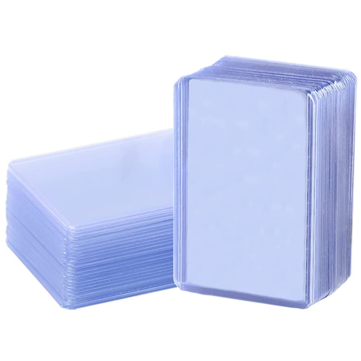 Bustine Protettive Carte 100 Pezzi Pvc Blu per Collezione | Design Calcio Trasparente, Apertura Superiore, Leggere e Resistenti All’usura per Giochi