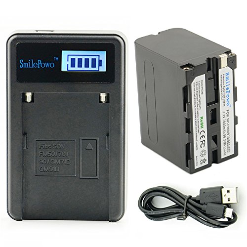 SmilePowo NP-F970 Battery and Travel Charger Adapter for Sony NP-F975, NP-F960, NP-F950, HXR-NX3 Camera as NP-F930, NP-F770, NP-F750, NP-F550, DCR, DSR, HDR, FDR, HVR, HVL,Camera