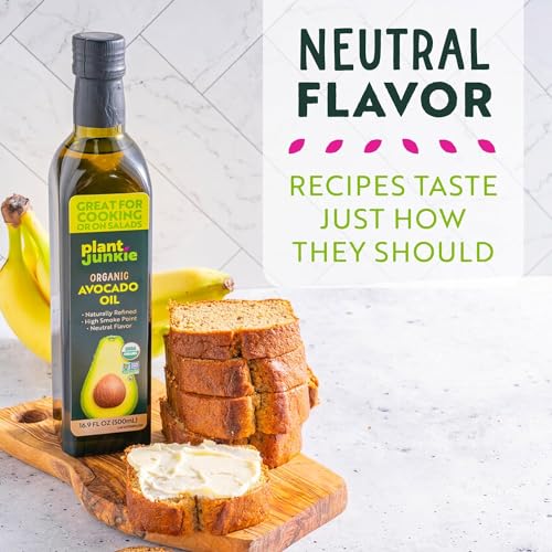 image for Plant Junkie Organic Refined Avocado Oil, Non-GMO Cooking Oil, Kosher,