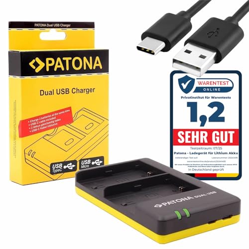 PATONA 1957 Cargador Dual (USB C Mikro USB) para NP W126 NP W126s batería Compatible con Fujifilm FinePix HS30EXR HS33EXR HS50EXR X T20 X H1 XT1 XT3 XT100 XT200 XPRO2 XPRO3 XA3 XA5 XA7 XA10