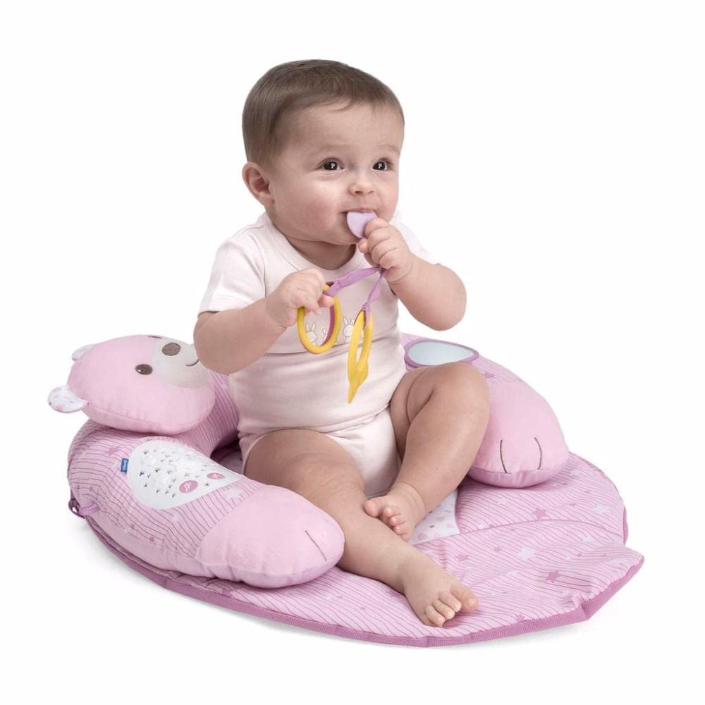 Chicco - Gioco Nido di Coccole, Morbido Cuscino 3 in 1, con Musica e Luce, per Rilassare Il Bambino in Tre Posizioni di Riposo, Rosa, Lavabile in Lavatrice, Batterie Non Incluse, 0 Mesi +