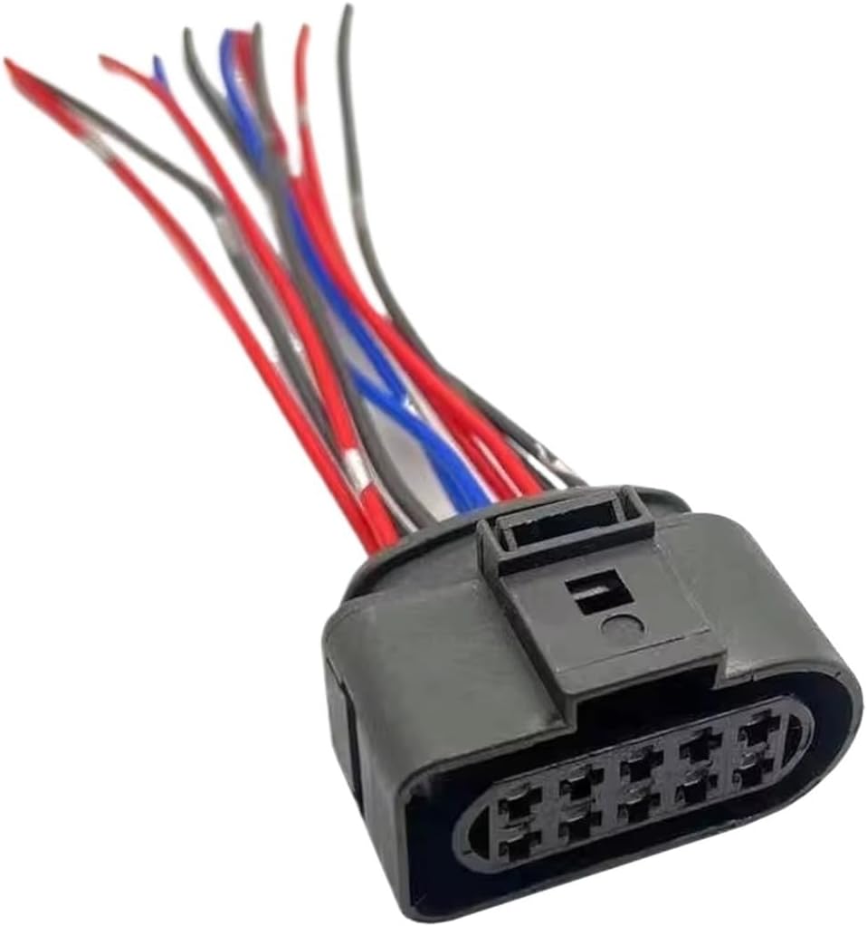 1/5 Sets Car Xenon Headlight Hidden Female To 10 Pin Adapter With Male Pigtail Socket 1J0973835 1J0973735 For With 15 Or 20cm(Yellow)