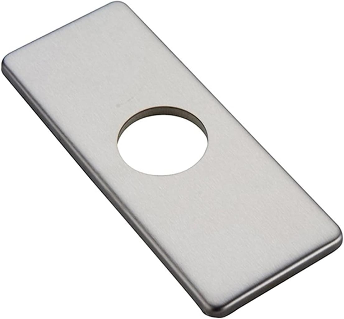 6" Brushed Nickel Faucet Hole Cover, Stainless Steel Rectangular Escutcheon Deck Plate for 1 Hole Bathroom Sink