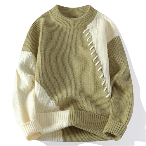 Men's Warm Sweater Patchwork Crew Neck Knitted Pullover Loose Casual Street Daily Sweater4