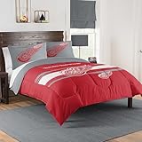 NORTHWEST 公式ライセンス デトロイトレッドウィングス NHLチーム掛け布団セット – マイクロファイバー フル/クイーン 掛け布団&枕カバー ホッケーロゴ付き ファン、寮、試合日の寝室用