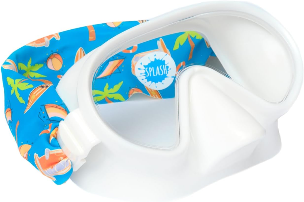 Splash Place - Kids Swim Mask with Fabric Strap, TPR Frame, Goggles with Nose Cover, Age 4-8