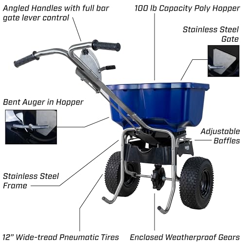 Image of CHAPIN 88300B SaltPro 80 lb Contractor Salt Spreader, Walk-Behind, Ice Melt