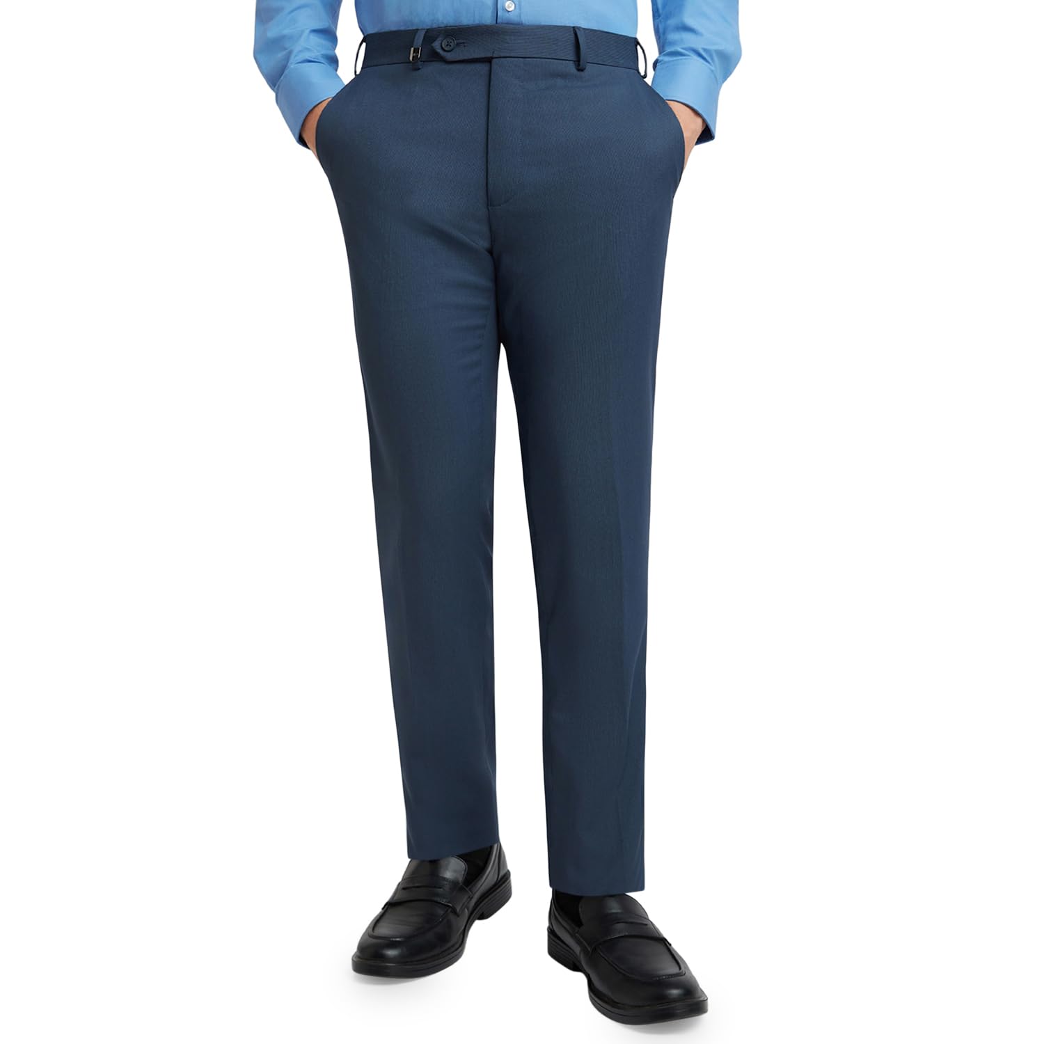 park avenue Men's Neo Fit Polyester Blend Stripe Pattern Flat Front Formal Regular Fit Trouser-picture-14