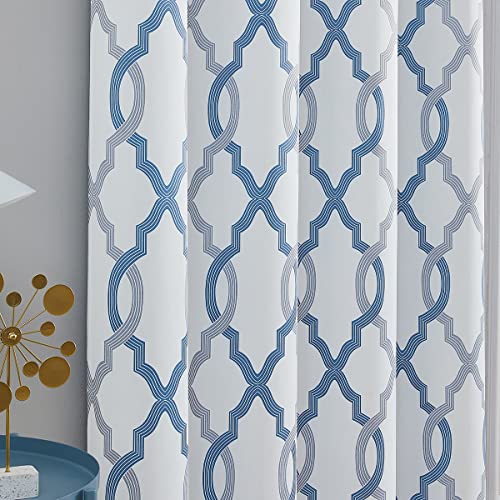 Ugoutry Blue Grey 84 Inch Long Full Blackout Curtains For Bedroom, Holiday Thermal Insulated Grommet Window Treatments, Geometric Patterned Drapes 2 Panels, 52'' W #TOP2