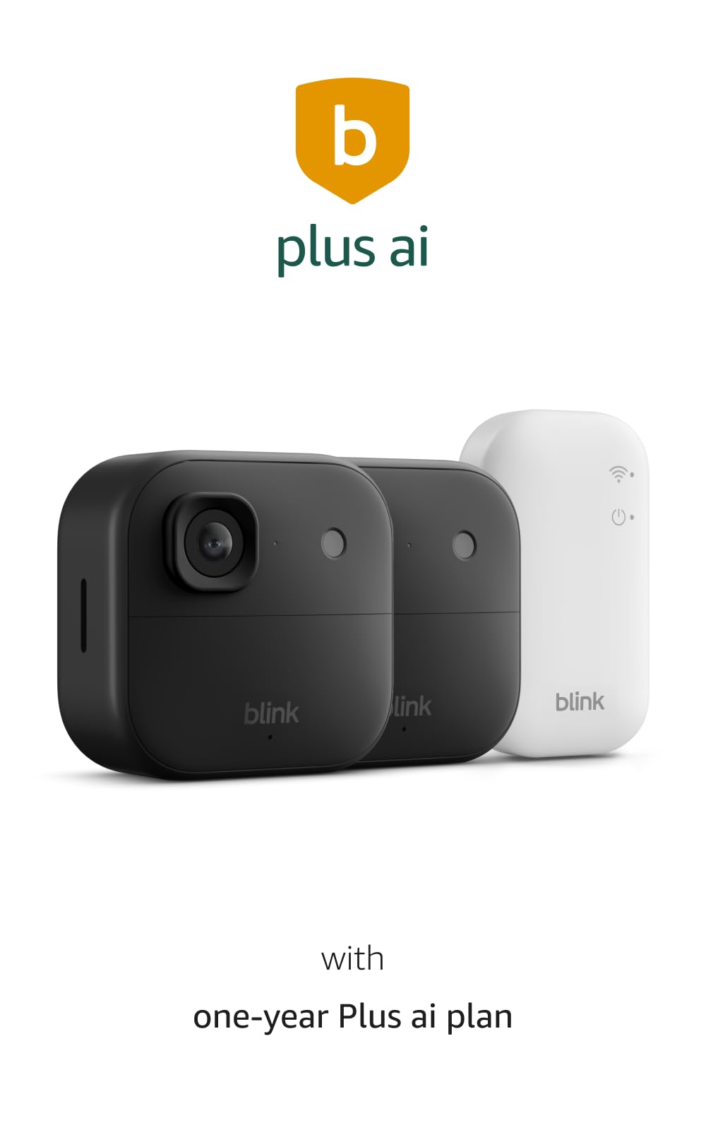 Blink Outdoor 2K+ (newest model) with 1-Year Plus ai Subscription — Wireless smart security camera, 2K video resolution, enhanced audio, two-year battery. Sync Module Core included — 2 camera system (Black) Black 2 Camera System Save with Subscription