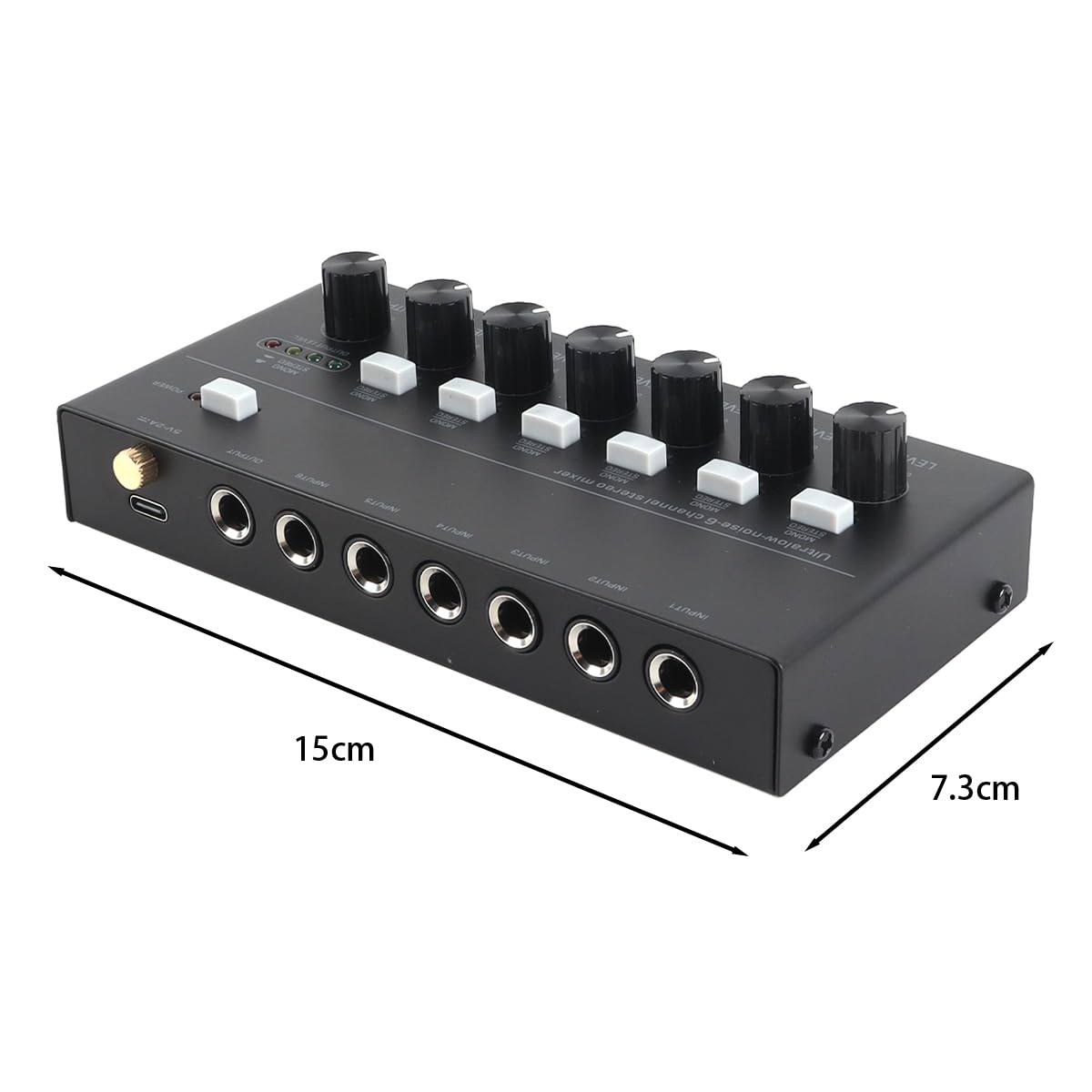 Qury MX600 - Mezclador de línea de 6 canales de ruido ultra bajo estéreo/interruptor de pista única, preamplificador de sonido