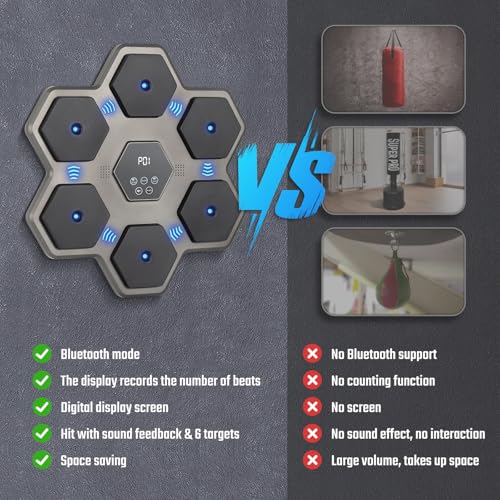 Bluetooth music boxing machine avec gants et cible de boxe murale électronique - 7