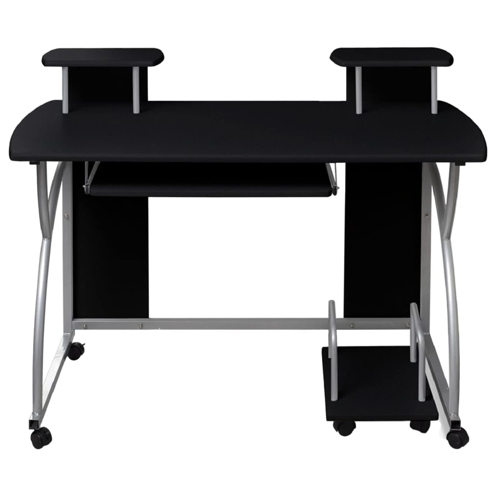 Homgoday Czarne biurko komputerowe 110 x 52 x 88,5 cm, wielowarstwowe drewno, meble biurkowe, biurko komputerowe, biurko zajmujące mało miejsca, stół biurkowy, biurko do gier do pokoju dziecięcego