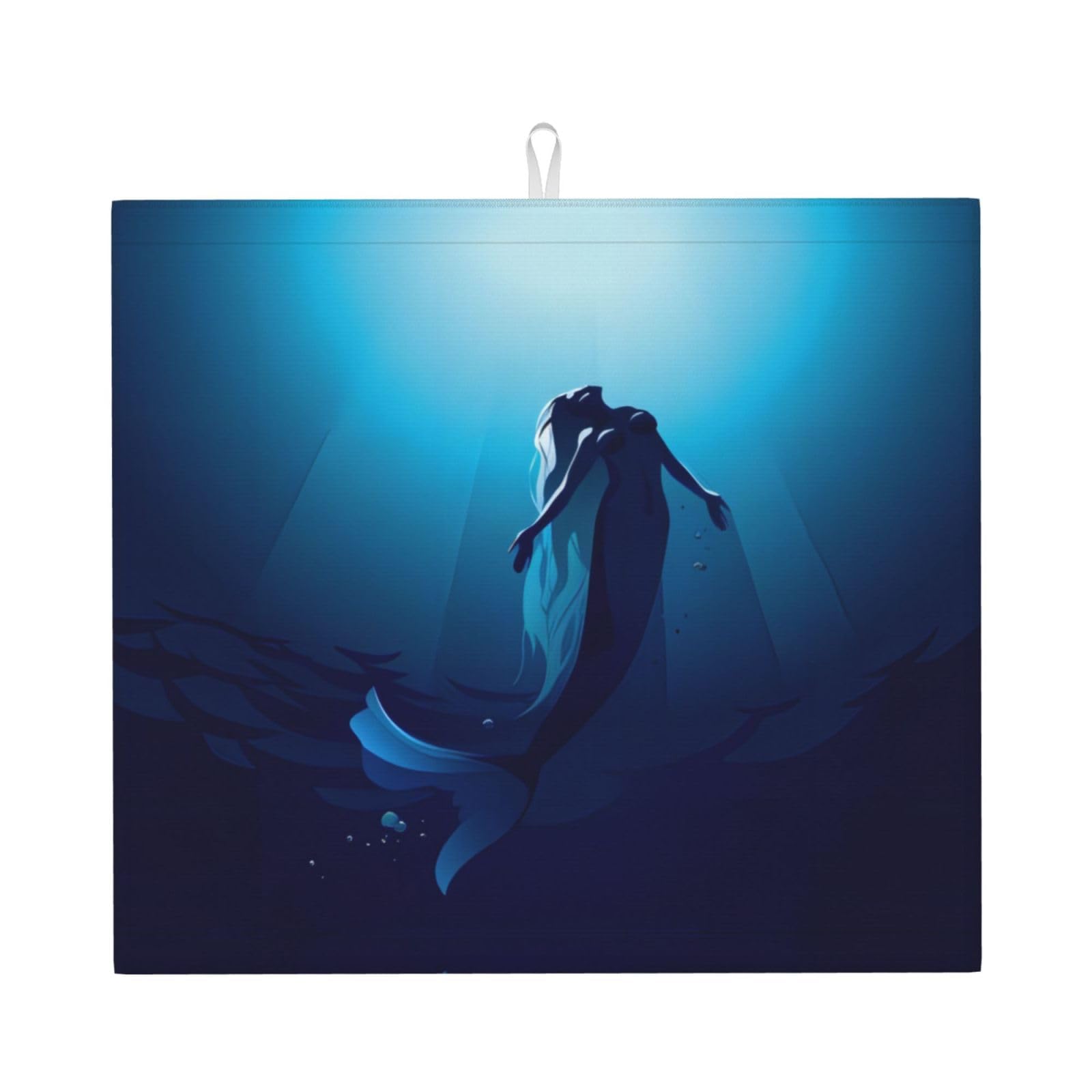 YYHHAOFA Blue Mermaid Prints Kitchen Drying Mat – Absorbent Dish Throw for Countertops, Quick-Dry Non-Slip Layer with Stylish Prints, for New Homes
