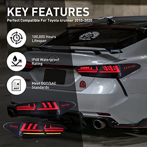 Letsdate Smoke Led Tail Lights Assembly Compatible For Toyota Camry 2018 2019 2020 2021 2022 2023 Tailights For 18-23 Camry Reverse Brake Turn Signal Light With Start-Up Sequence, Plug & Play (1 Pair) #TOP1