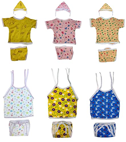 Image of TANGY Adorable Newborn Dress with Built-in Mittens for Extra Warmth and Style Top Set (Pack of 3)