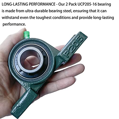 2 Pack Ucp205-16 Pillow Block Mounted Ball Bearing - 1" Bore - Solid Cast Iron Base - Self Aligning #TOP3