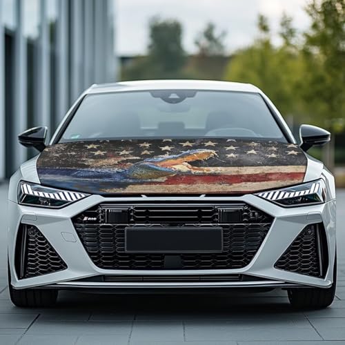 Image of Car Hood Cover,Snowproof Universal Car Hood Cover Protector Suitable Most Automotive Sedans Trucks Pickup Sports Cars,Car Accessories Crocodile Print