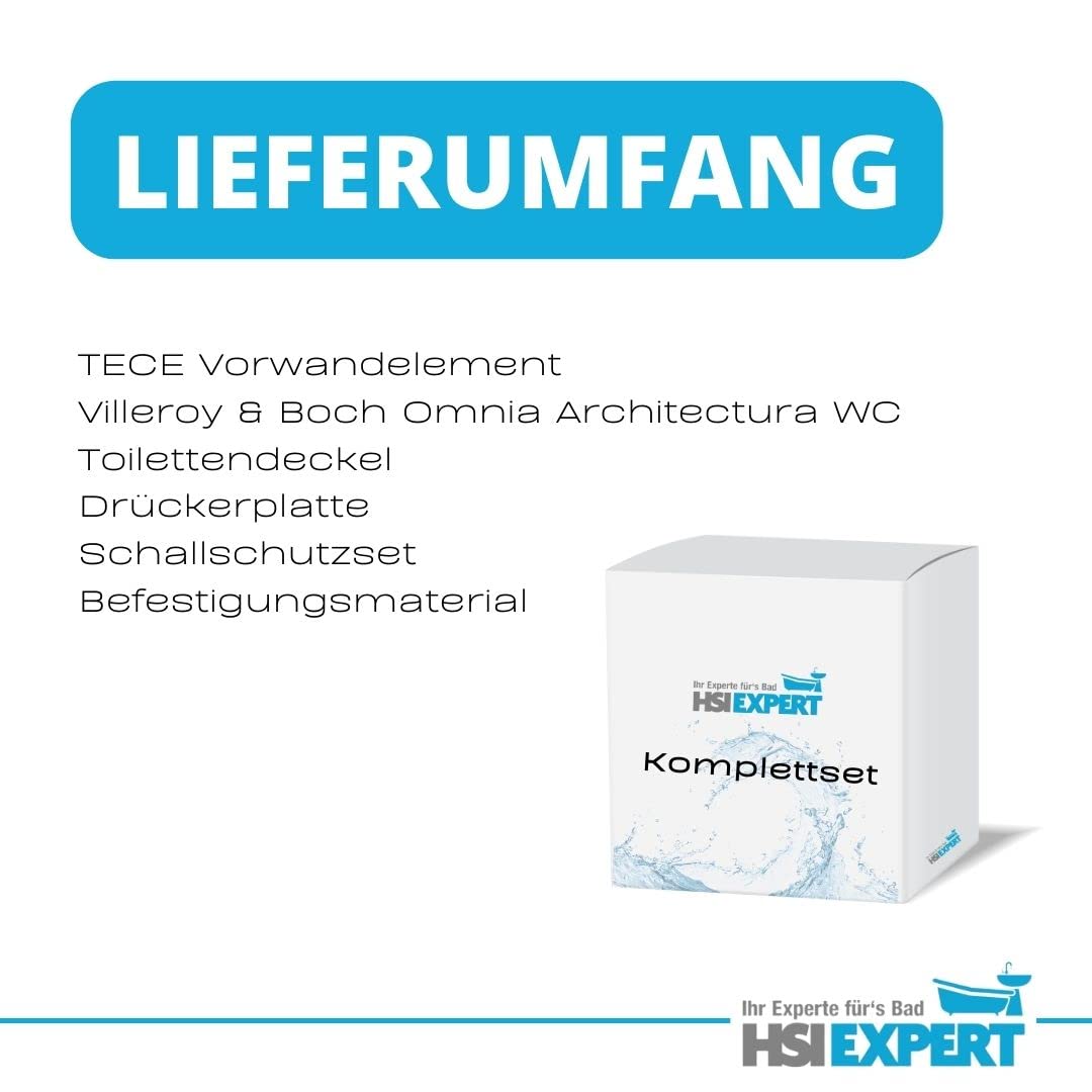 TECE Vorwandelement mit V&B Architectura, DirectFlush, Spülrandlos mit LotusClean Beschichtung, Absenkautomatik, Drückerplatte, WC Deckel