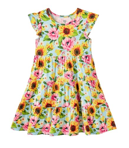 Sleeveless Twirl Dress for Toddler Girls–Soft Flutter Sleeve Dresses Summer Bamboo Viscose Skirt 2-5T