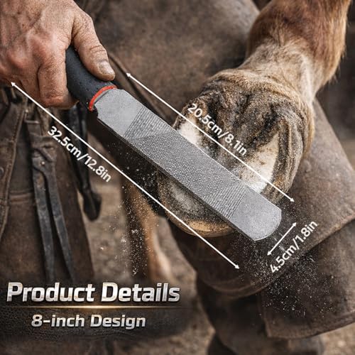 Image of 8 Inch Hoof Rasp,Farrier Rasp File,Horseshoe File with Rubber Handle,Farrier File Tool,Mini Rasp Hoof File Equine Hoof Rasp for Horses,Pig Hoof File,Goat Rasp