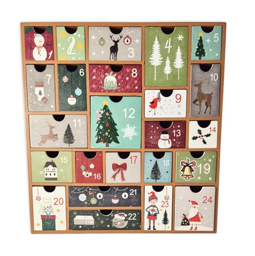 Wichtelstube-Kollektion Adventskalender 2024 zum befüllen, wiederverwendbar, größe Fächer Adventskalender Holz Weihnachtskalender Ideal für Kinder