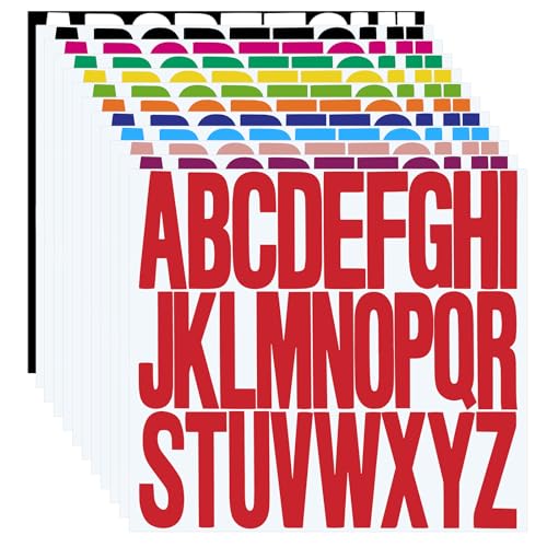 3 inch 12 Sheets Alphabet Stickers, 12 Colors Self Adhesive Vinyl Letter Stickers Aesthetic, Waterproof Letter Sticker for Water Bottles, Door, Car, Scrapbooking, Poster, Cup