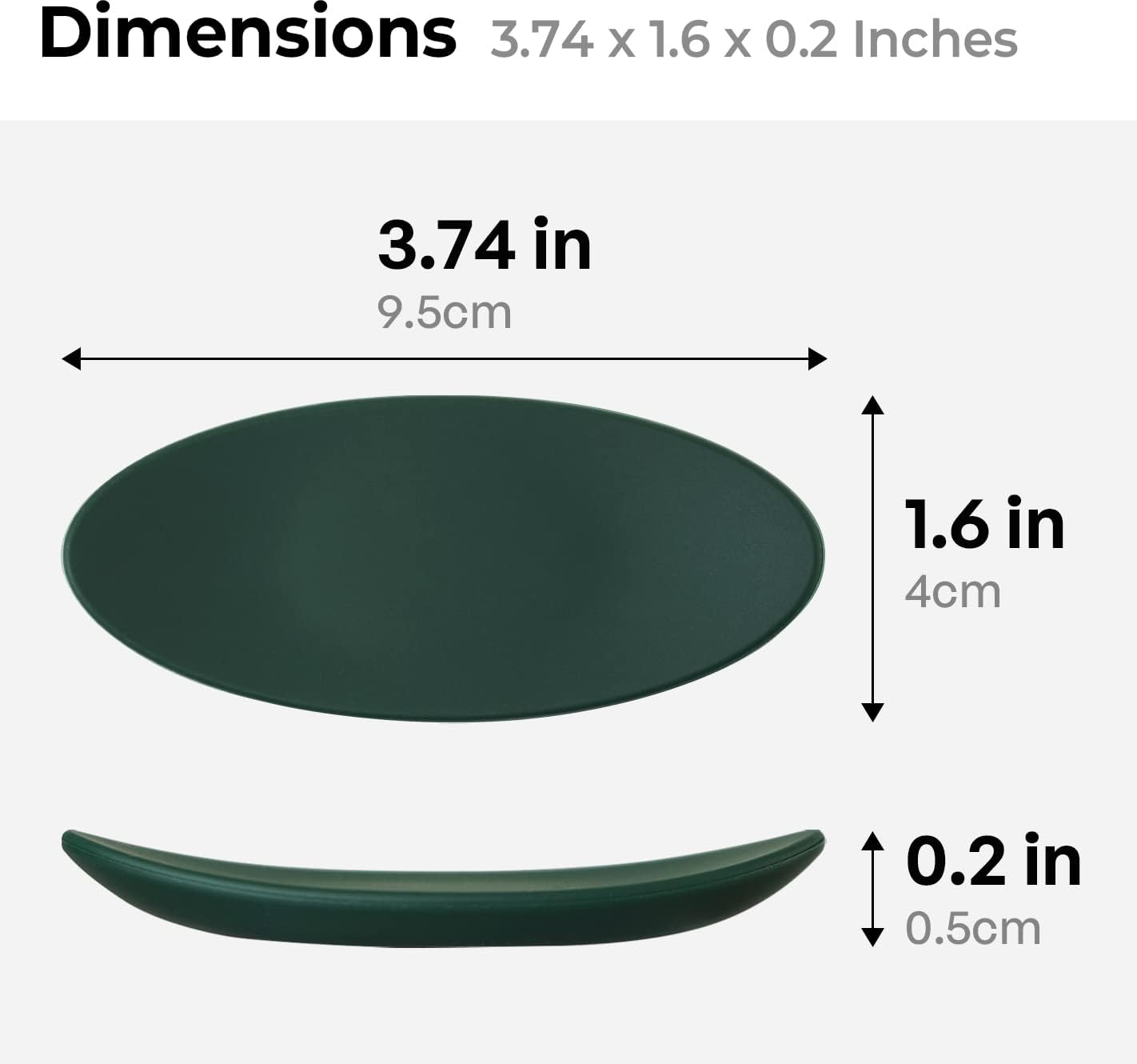 Carrotez Small Silicone Coffee Spoon Rest 2 pcs (0.2" x 1.6" x 3.74"), Spoon Holder Flexible almond-Shaped for Next to Coffee Maker - Kitchen Utensil Rest, Dark Green