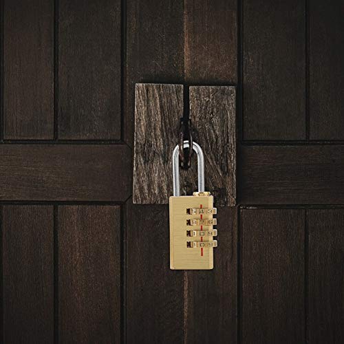 Image of Dioche Combination Padlock, Combination Lock for Locker Solid Brass Security Code Copper Lock with 4 Digits Password Code for Gym Locker, Hasp Cabinet, Suitcase, Luggage, Backpack