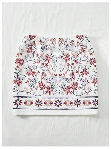 Milumia Women's Boho Floral Print Mini Skirt High Waisted Summer Bodycon Skirts2