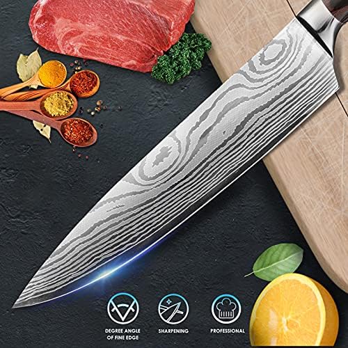 8 Inch Chef's Knife, Professional Chef Knife, High Carbon Stainless Steel Kitchen Knife, with Ergonomic Pakkawood Handle, Cooking Knife for Home and Restaurant