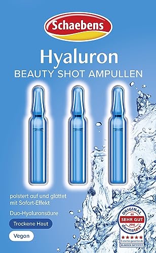 Schaebens Hyaluron Beauty Shot, más humedad y relleno, ampollas con ácido hialurónico, hipoalergénico y vegano