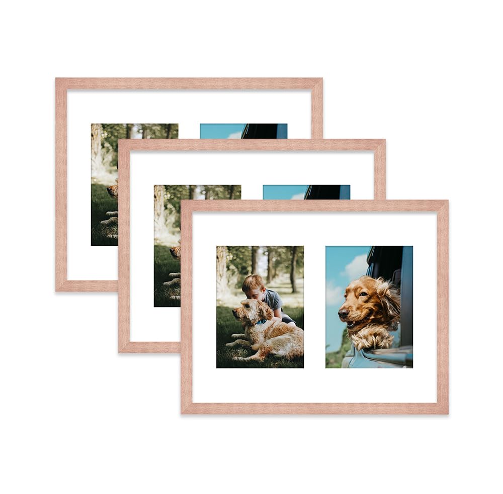 Bronze Multi Photo Frame - Holds 2 x 7x5 Pictures, Family Collage Picture Frame for Wall Display, 14x11 Frame size, Set of 3