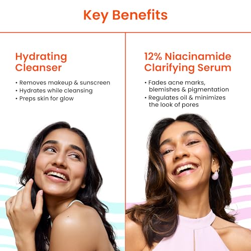 Image of Foxtale Glow On Heartbeat Skincare Gift Set | Hydrating Cleanser, 12% Niacinamide serum, Super Glow moisturizer & SPF 50 Glow sunscreen | Travel-Friendly Kit for Radiant skin | For Men & Women