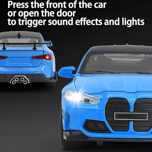 Image of 1 /32 B-M-W M4 Luxury Car Toy Metal Pull Back Diecast Car with Openable Door and Sound Light, Gifts Toys for Kids【 Black Color 】