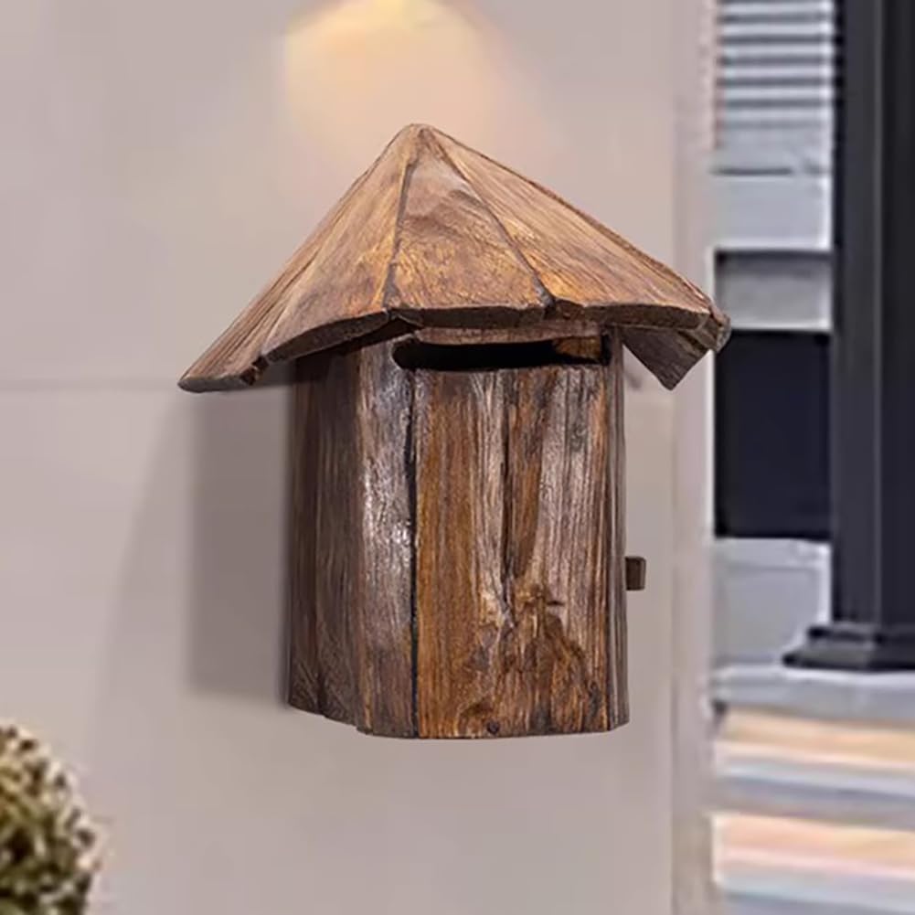 Buzón de pared de madera con diseño clásico para uso en exteriores
