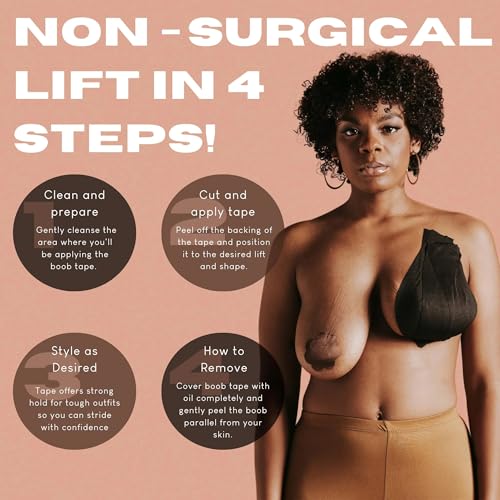 Boob Tape, Instant Breast Lift, Nude Body Tape, 8 Hr Sweatproof Push Up Nipple Tape, Bra and Body Tape (5 Ft Roll)4