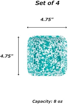 Crow Canyon Home Splatter Enamelware Small Square Trays, Set of 4, Blue