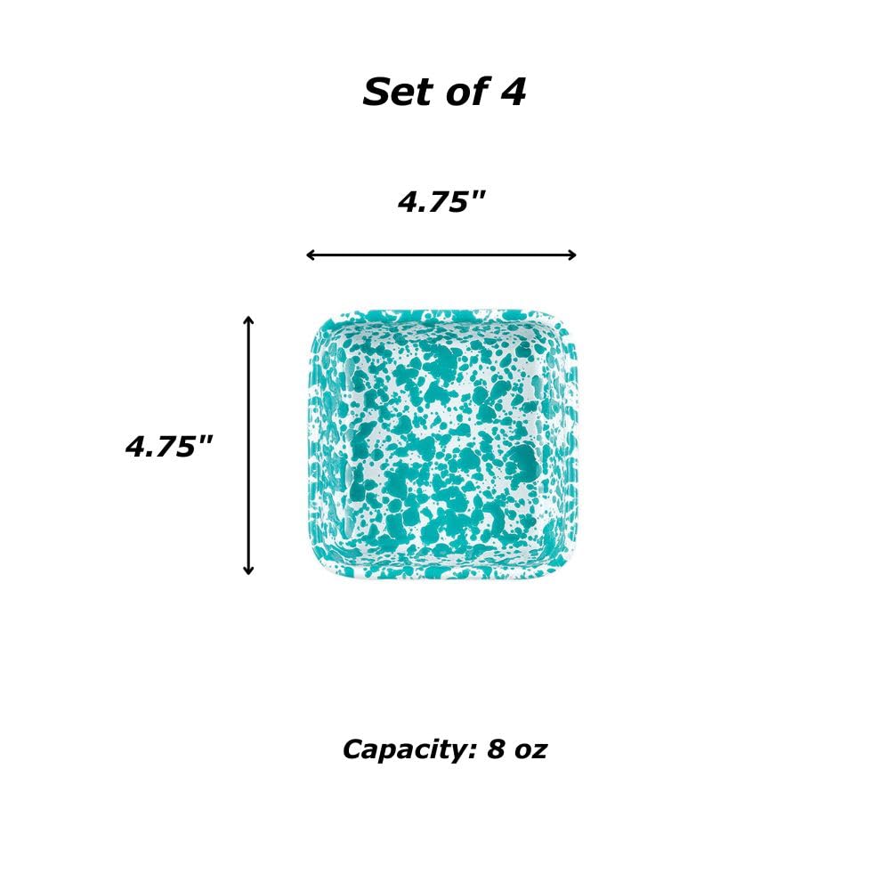 Crow Canyon Home Splatter Enamelware Small Square Trays, Set of 4, Black