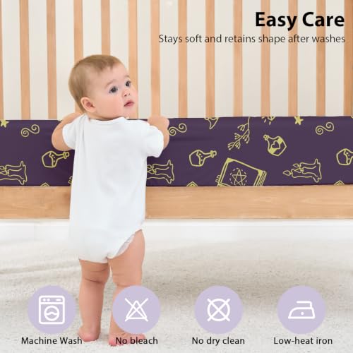 Image of Baby Crib Sheets Girl, 3 Pack Toddler Bed Sheets Fitted for 52 inchx28 inch Standard Crib and Toddler Mattresses, Super Soft Microfiber Purple Magic Fairy