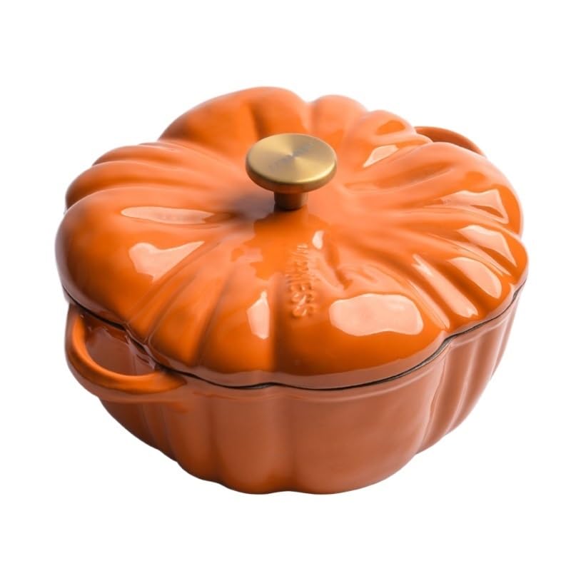 Tegame Terracotta Padella Antiaderente, Pentola for Zuppa Di Pomodoro Con Smalto Addensato, Stufato A Induzione, Casseruola Zucca(Orange 20cm)
