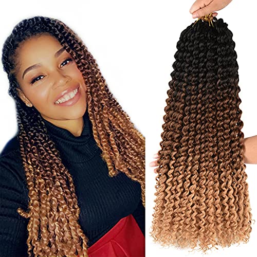 Passion Twist Hair Water Wave Crochet Hair For Black Women 18 Inch 6 Packs Passion Twists Braiding Hair Long Bohemian Curly Crochet Braids Synthetic Hair Extensions (18Inch, Black-Dark Brown-Light Brown) #TOP7