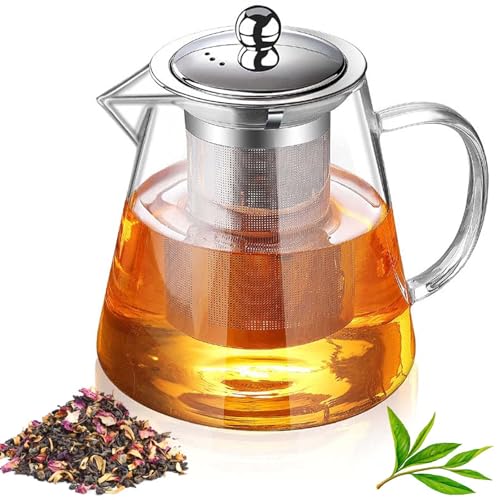1300ML Teiera In Vetro, Bollitore Per Tè Con Filtro, Teiera Di Vetro Borosilicato, Per Tè, Tisane, Caffè, Tè Sfuso